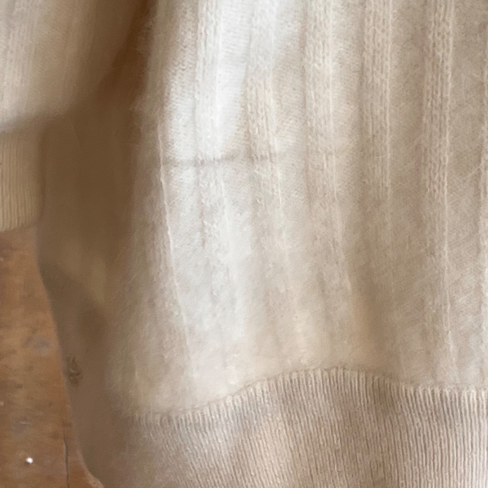 Vintage ivory Angora long sleeve, open front cardigan - Picture 11 of 15